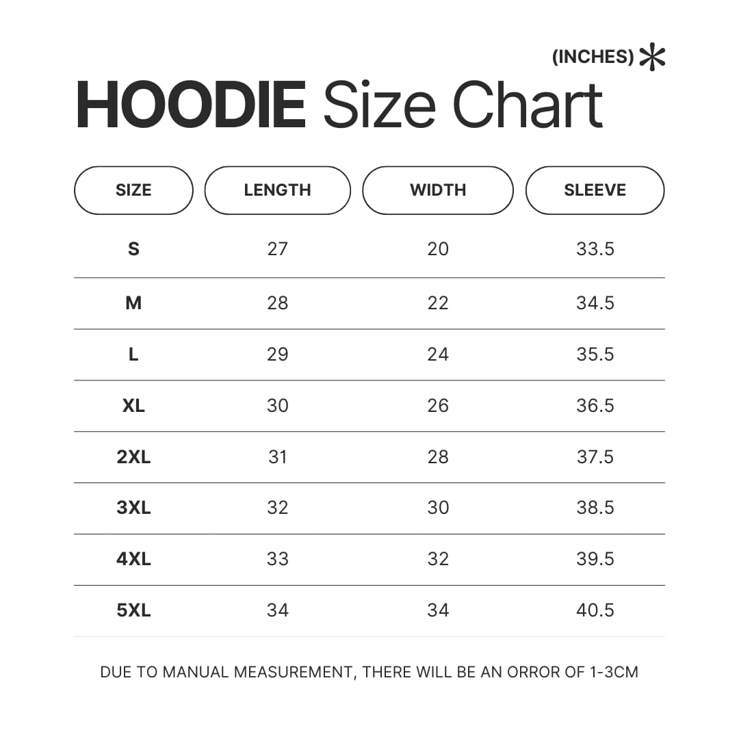Hoodie Size Chart - Destiny 2 Merch