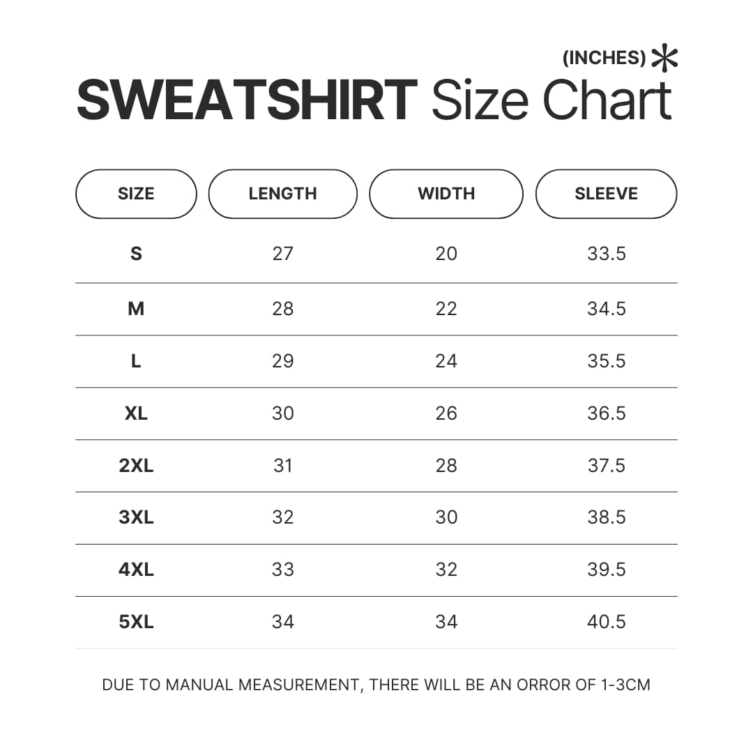 Sweatshirt Size Chart - Destiny 2 Merch