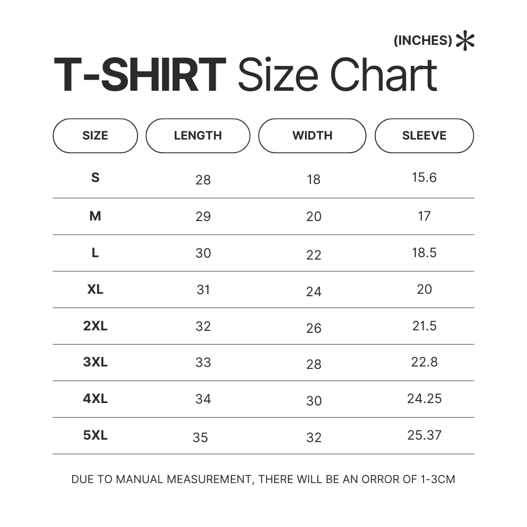 T shirt Size Chart - Destiny 2 Merch