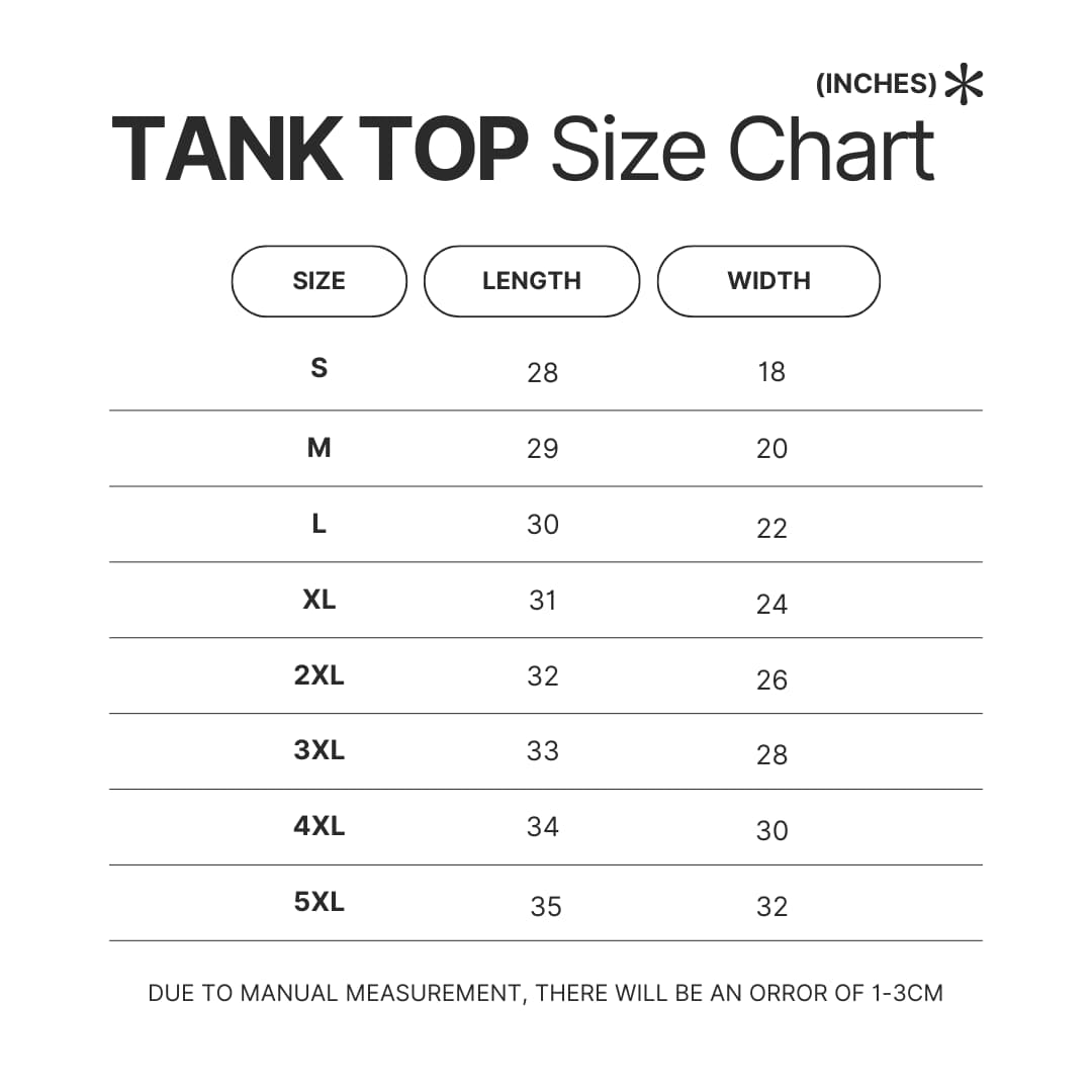 Tank Top Size Chart - Destiny 2 Merch